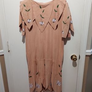 VINTAGE Mon Cheri Boutique dress with bib. Unique. Adorned with flowers & pearls